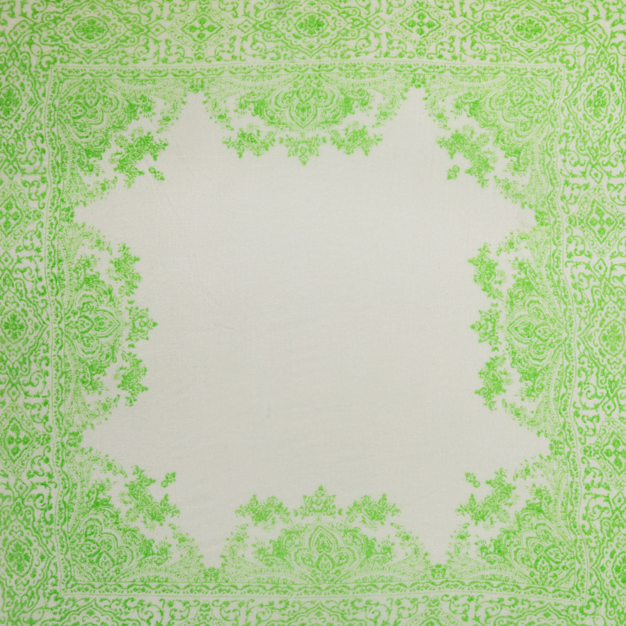 WHISPER CASHMERE PAISLEY NECKERCHIEF - IVORY & LIME