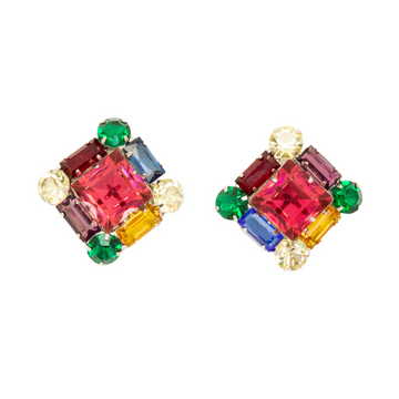 Rainbow cluster Clip on  earring 5