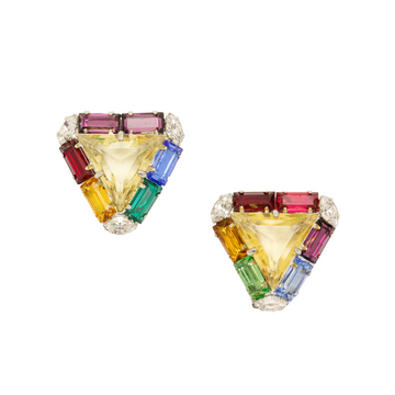 Rainbow cluster Clip on earring 2