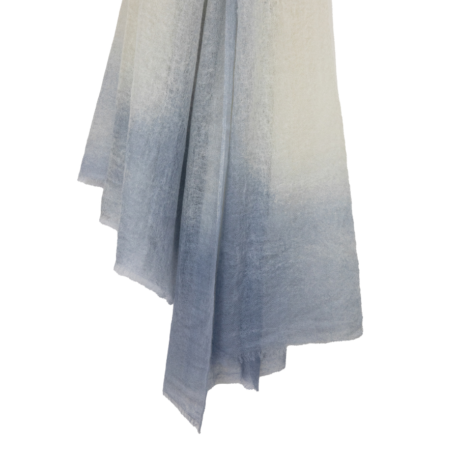 Sky BLue Hana Dip Dyed Cashmere Shawl