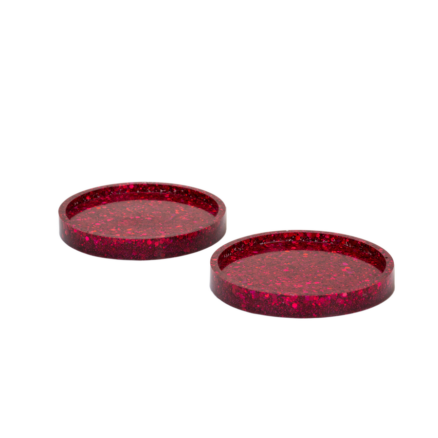 Pink Glitter Resin Coasters- Set of 2