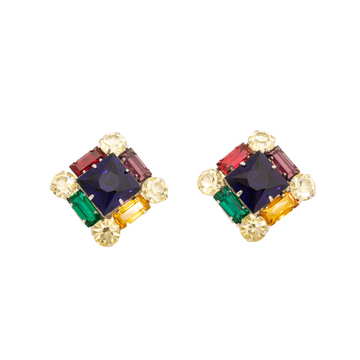 Rainbow cluster Clip on earring 4