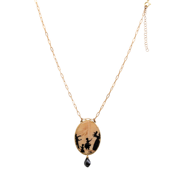 VICTORIAN SILHOUETTE CAMEO WITH BLK SPINEL necklace