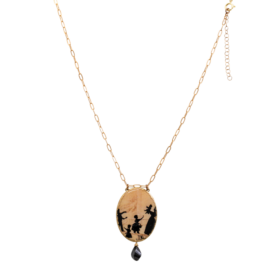 VICTORIAN SILHOUETTE CAMEO WITH BLK SPINEL necklace