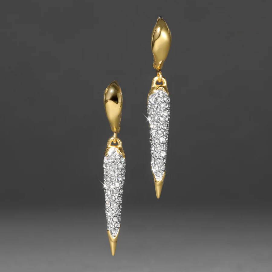 Solanales Gold Crystal Spear Leverback Earring