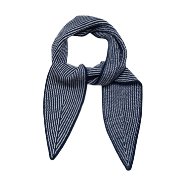 Navy Striped cashmere scarf