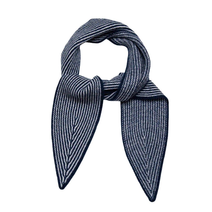 Navy Striped cashmere scarf