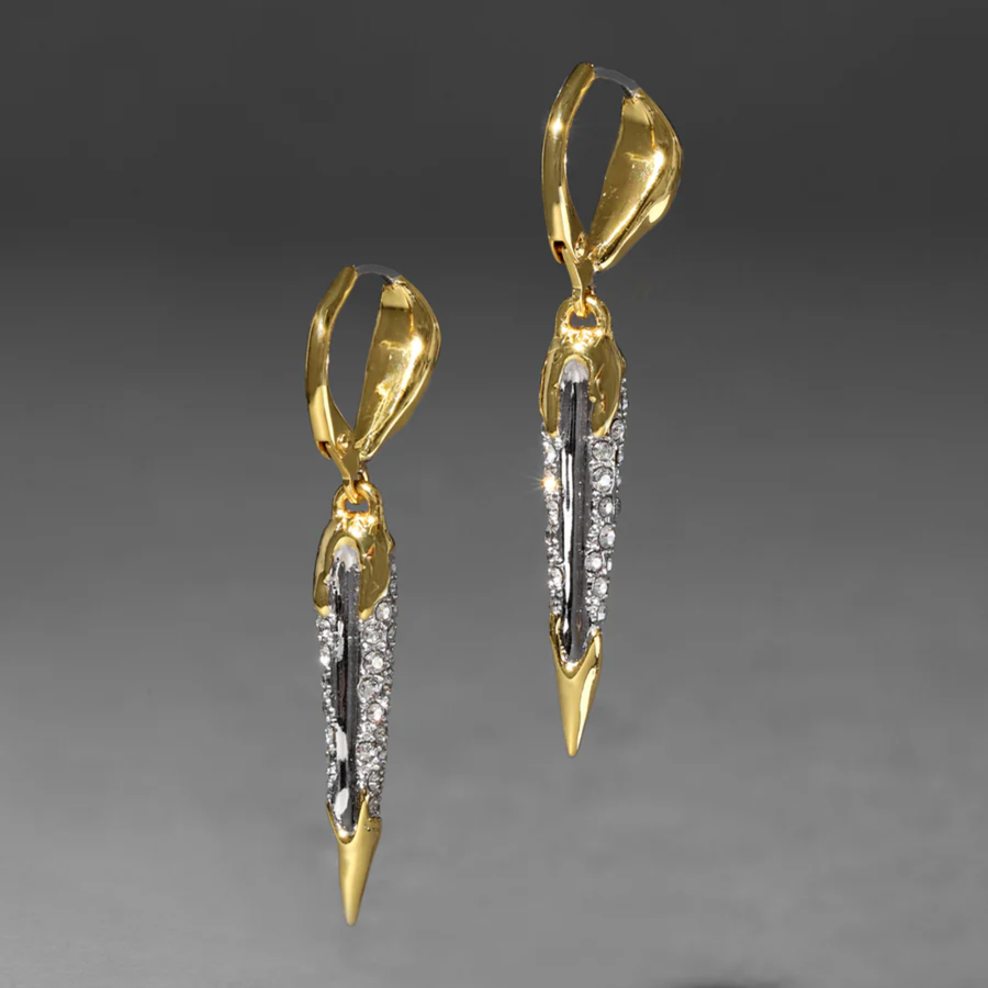 Solanales Gold Crystal Spear Leverback Earring