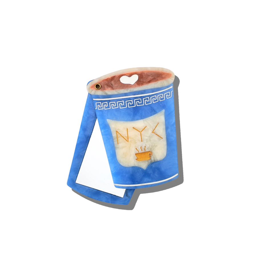 Hand-painted NYC Coffee Cup Compact Mirror