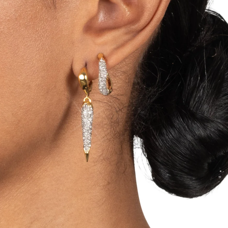 Solanales Gold Crystal Spear Leverback Earring