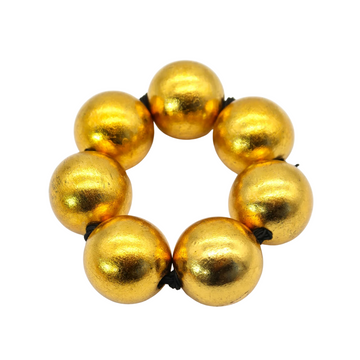 Giant Wooden Bead Bracelets - Hand gilded Gold