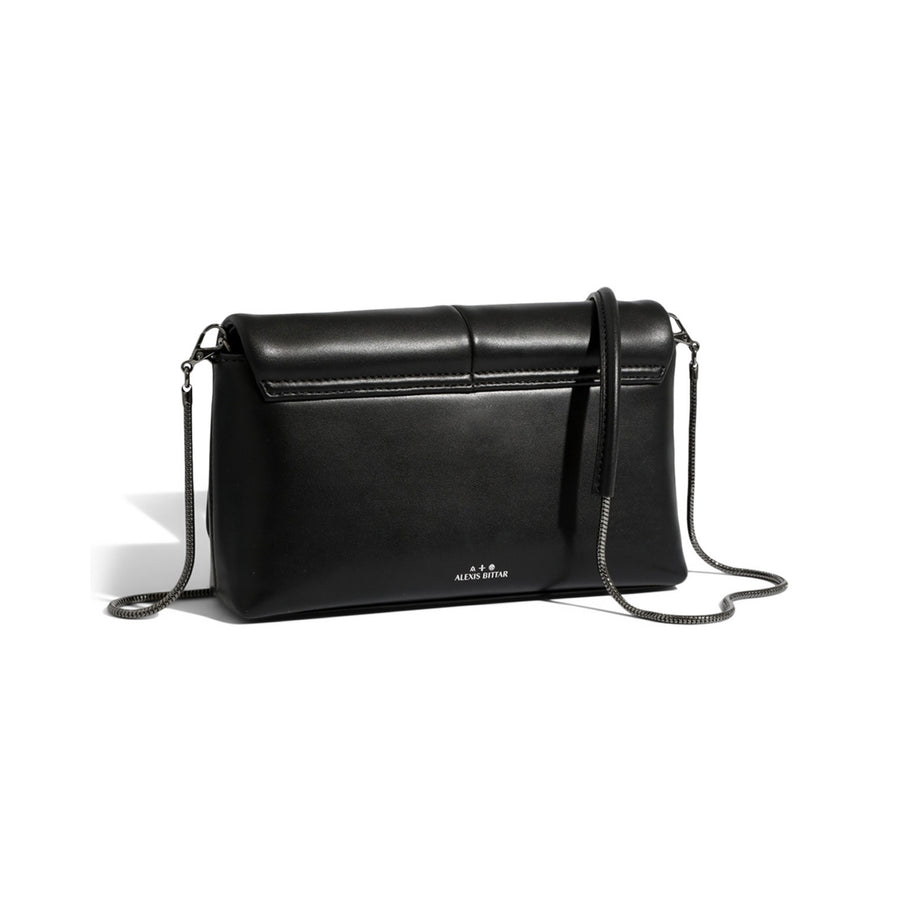 Ruched Crystal Crossbody Bag - Black