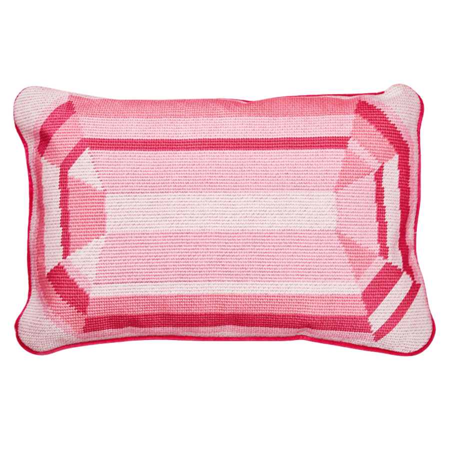 Rose Quartz Embroidered Needlepoint Pillow