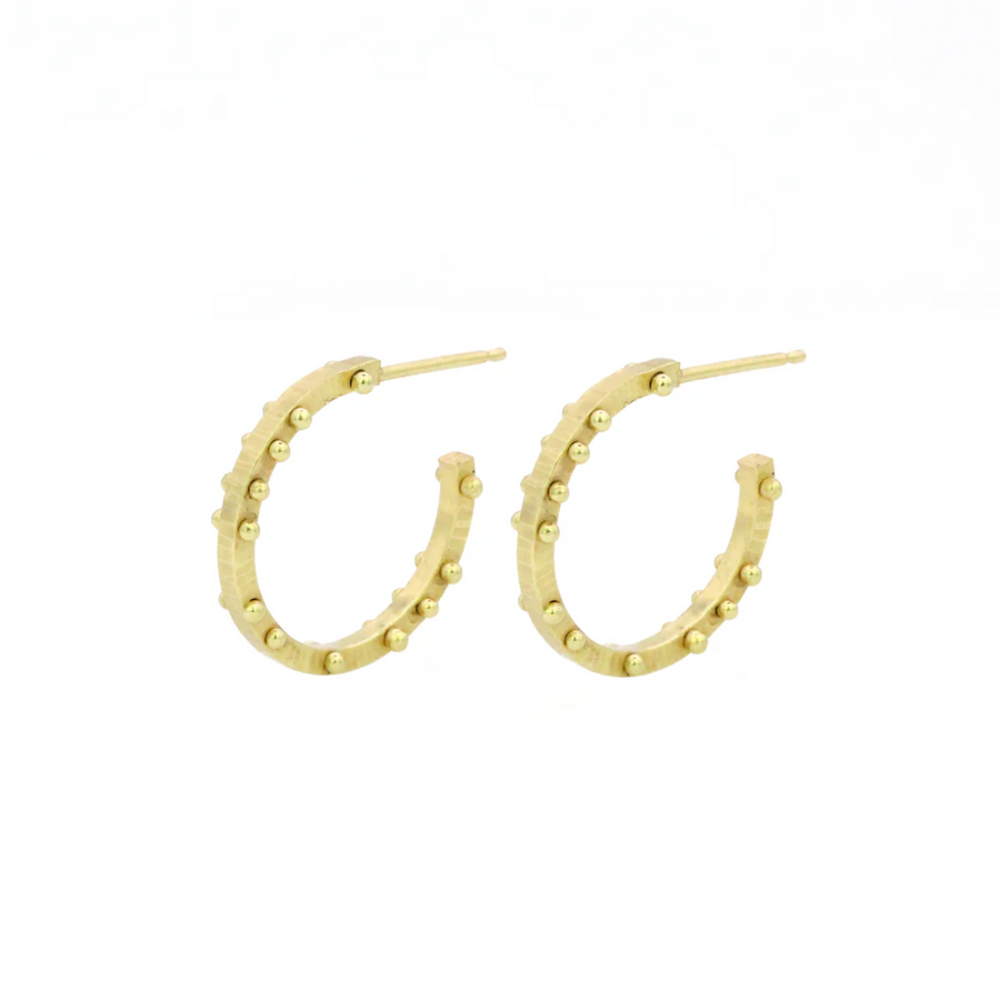 Gold Scattered Dot Hoops