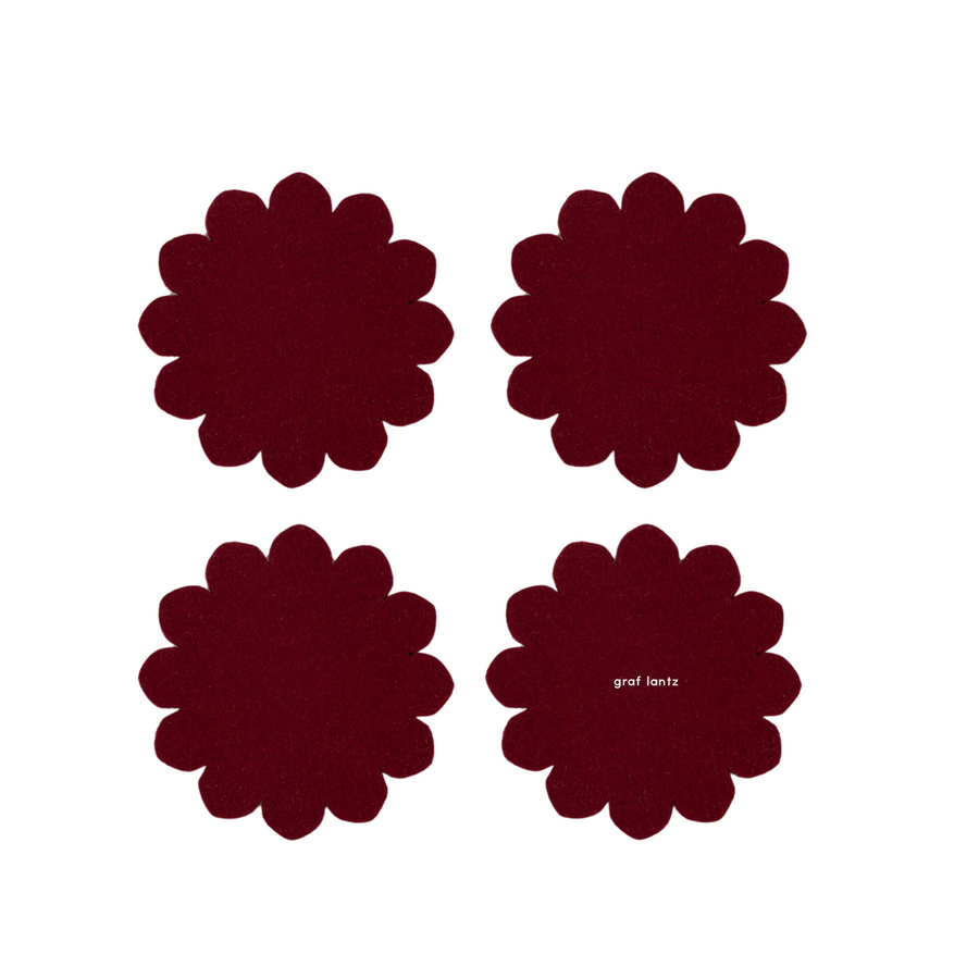 4-Pack Crest Merino Wool Coaster Solid - Burgundy