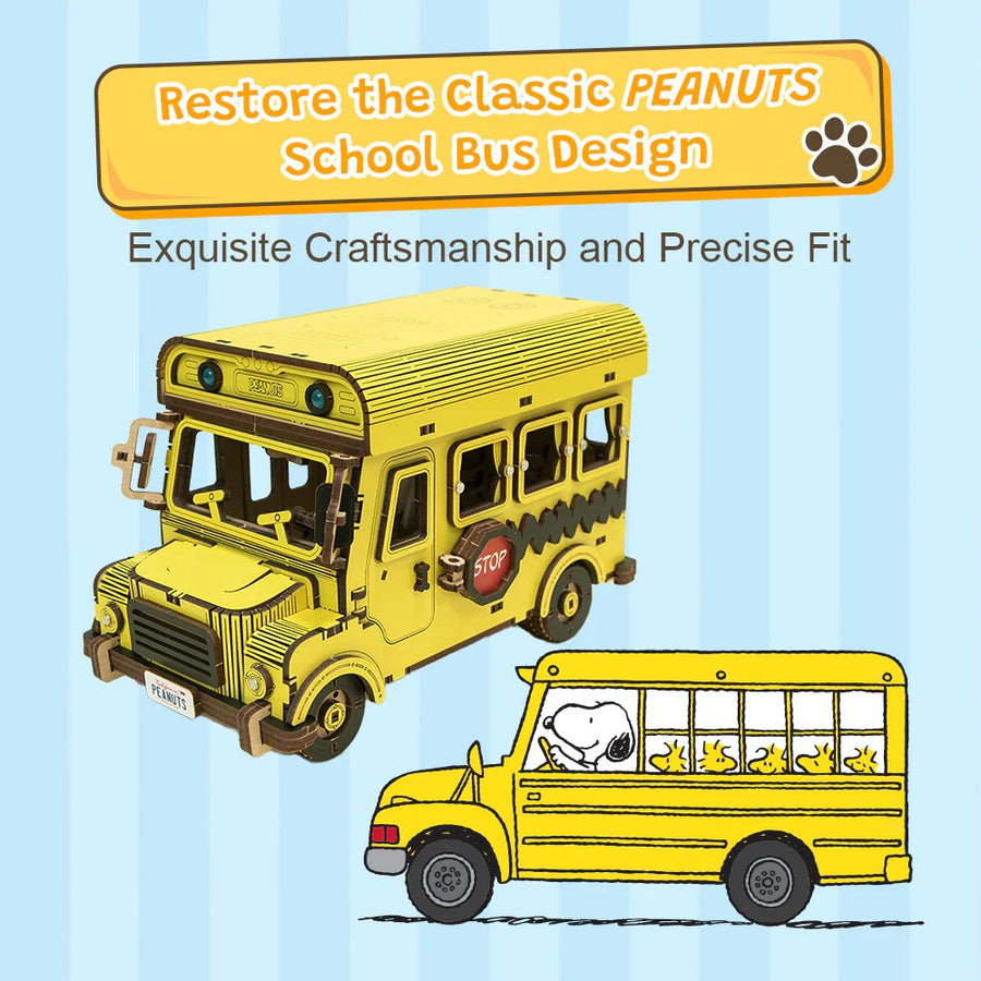 Snoopy Wooden DIY Kit· School Bus·3D