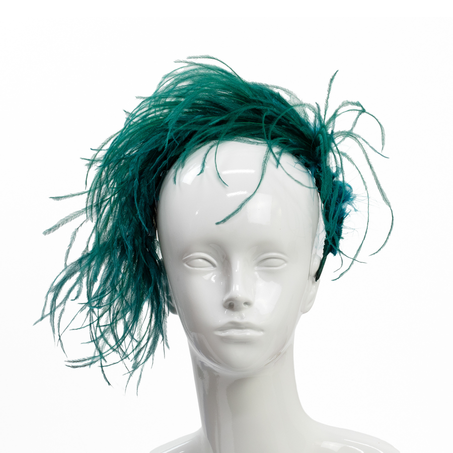 Mari Ostrich Feather Headband- Green