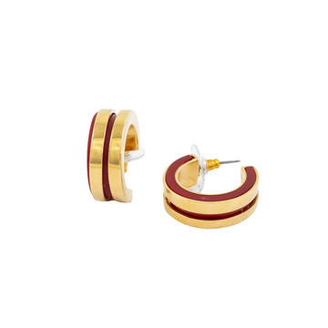 ANGA INLAY HOOP EARRINGS- Red