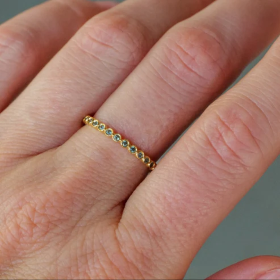 Green Sapphire Mini Bezel Band