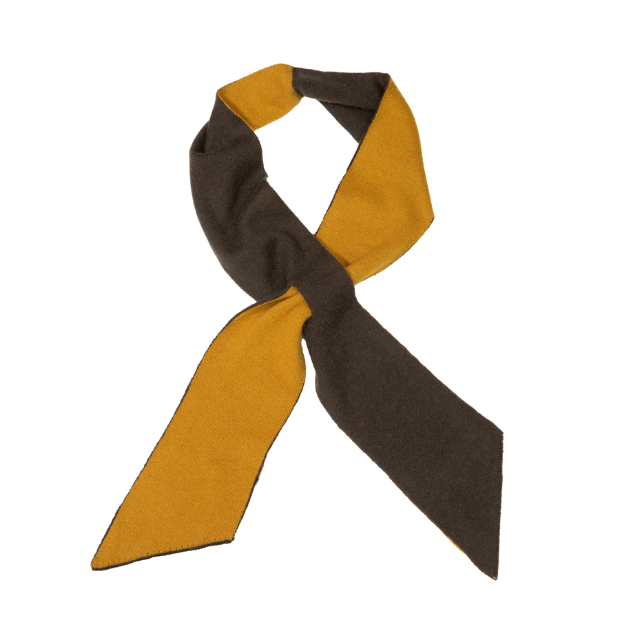 (Photo) Bi-Color Keyhole Cashmere Scarf - Yellow