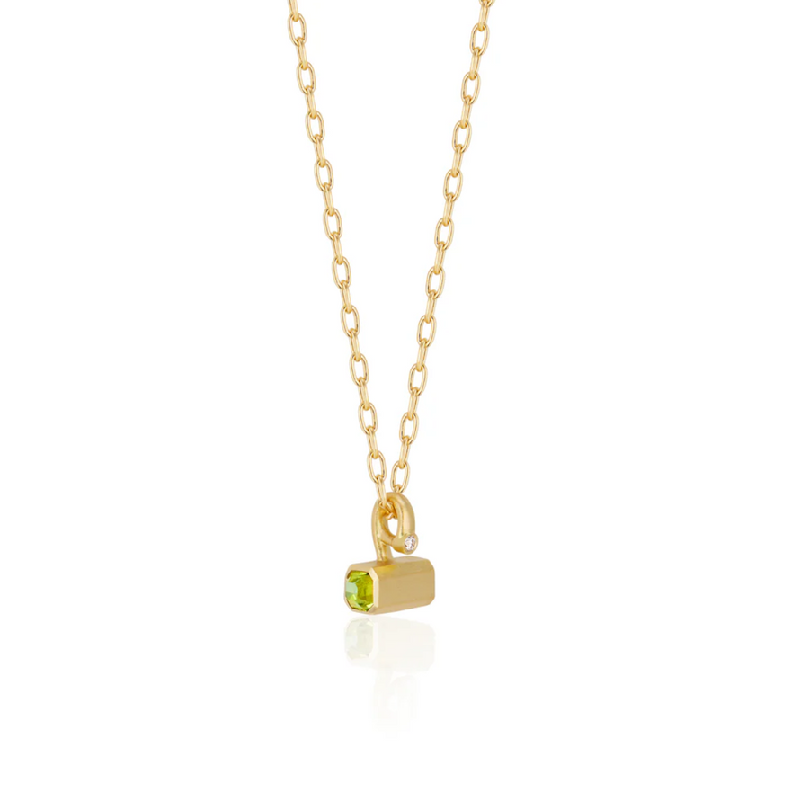 Thor(vi) Small Aquamarine & Peridot Hammer Necklace in 18K Gold