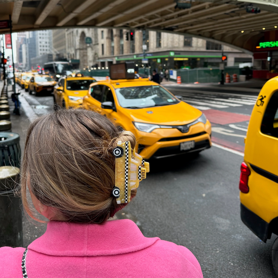 Hand-painted Yellow Taxi Cab Claw Hair Clip