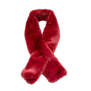 Faux Fur Keyhole Scarf - Red