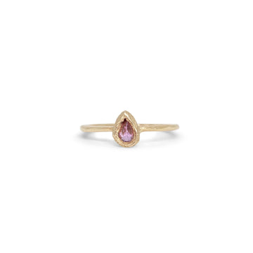 18K gold Pink Sapphire Teardrop Ring