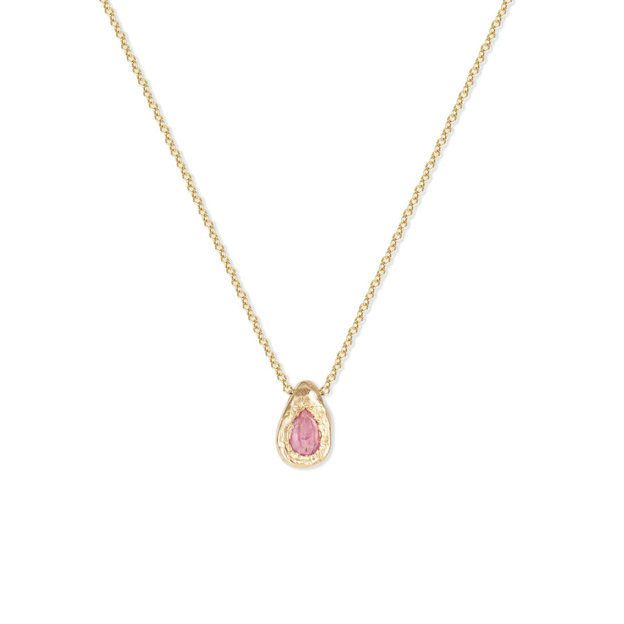 18K gold Pink Sapphire Teardrop Slider Necklace
