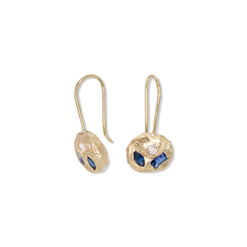 Blue Sapphire Geo Fixed Hook earrings