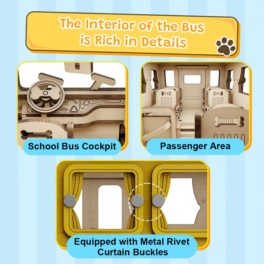 Snoopy Wooden DIY Kit· School Bus·3D