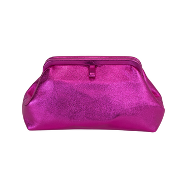 Liette Leather Clutch - Fuchsia