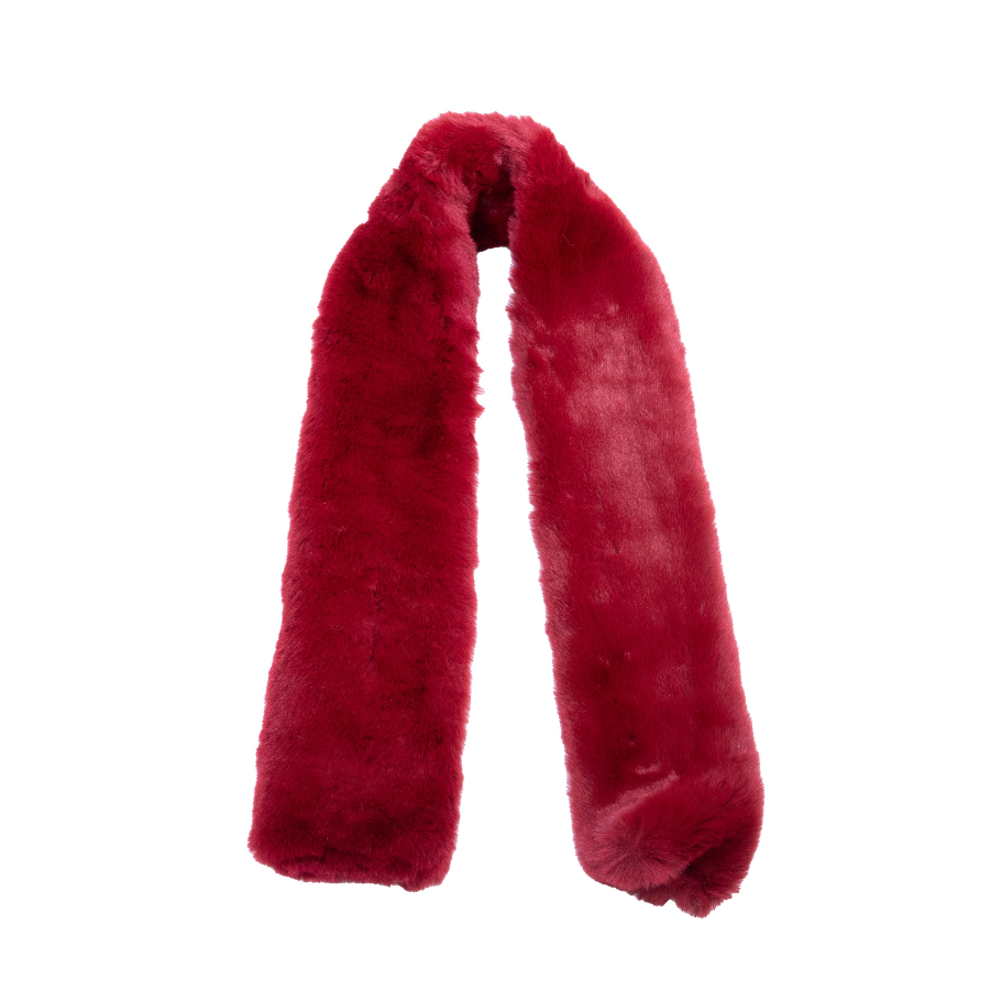 Faux Fur Keyhole Scarf - Red