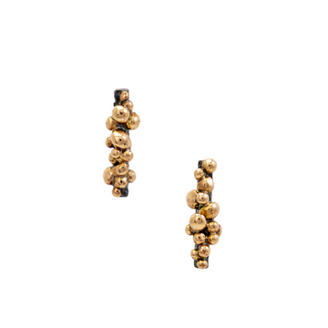 18 gold and Oxidized Sterling Silver Stud Earrings