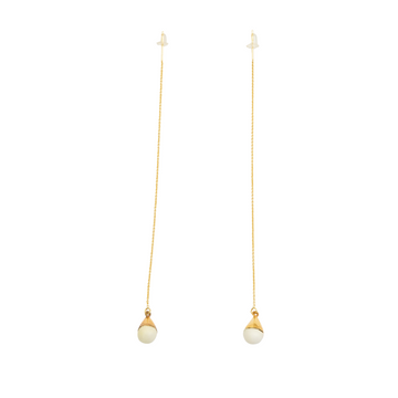 Horn Dash Chain Threader Earrings - White