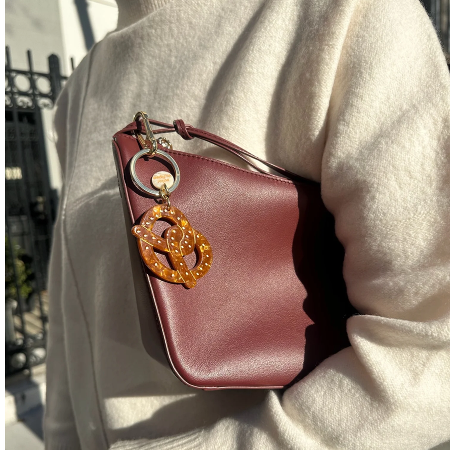 Hand-painted Pretzel Bag Charm & Keychain