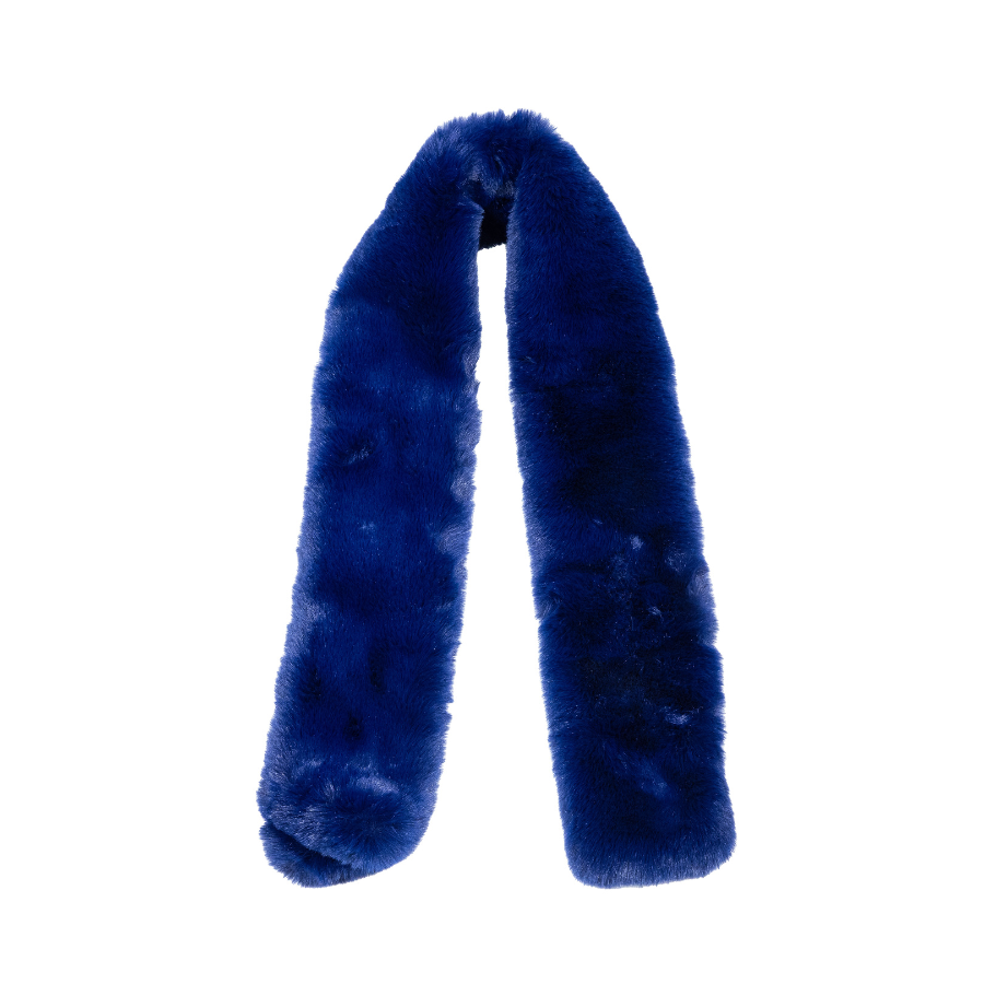 Faux Fur Keyhole Scarf - Navy