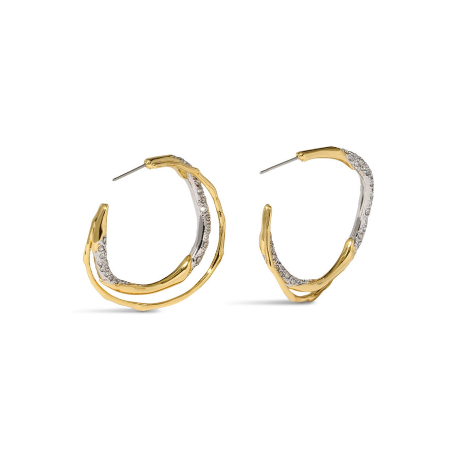 Solanales Gold Crystal Twist Hoop Earring - Gold