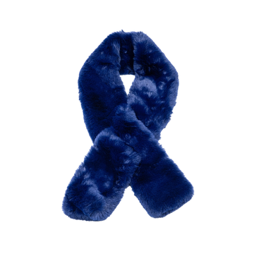 Faux Fur Keyhole Scarf - Navy