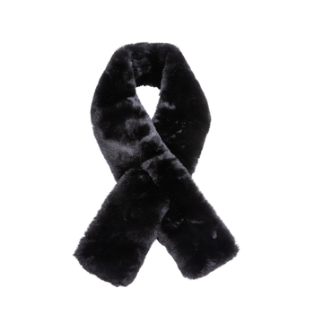 Faux Fur Keyhole Scarf - Black