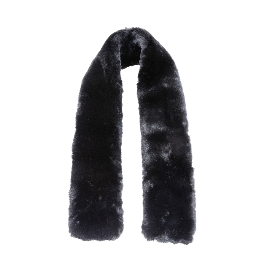Faux Fur Keyhole Scarf - Black