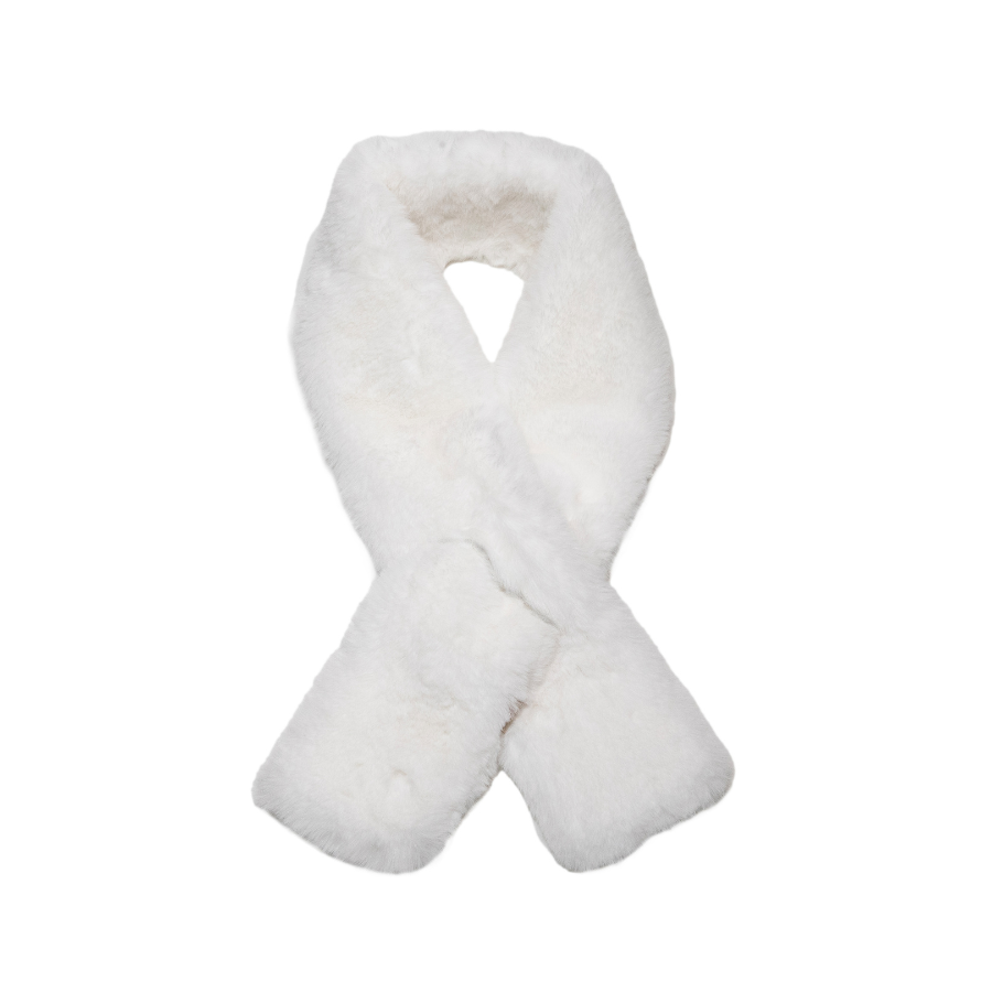 Faux Fur Keyhole Scarf - Ivory