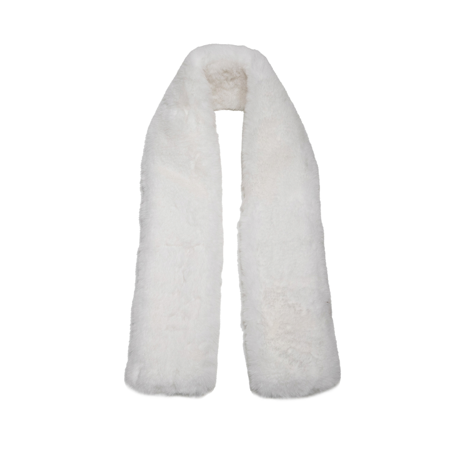 Faux Fur Keyhole Scarf - Ivory