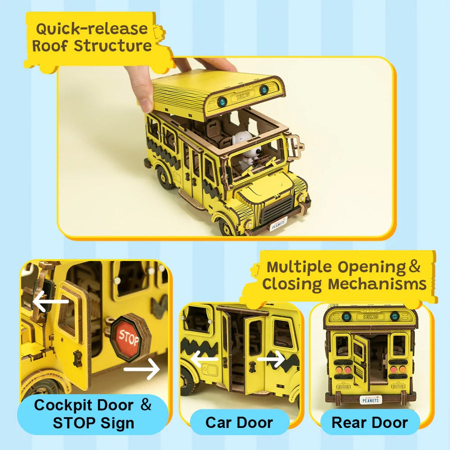 Snoopy Wooden DIY Kit· School Bus·3D