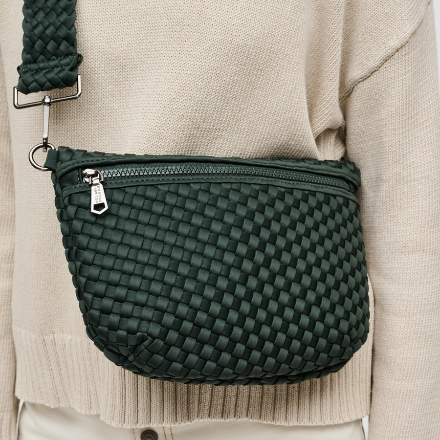 Olive Ethereal Woven Neoprene Crossbody Bag