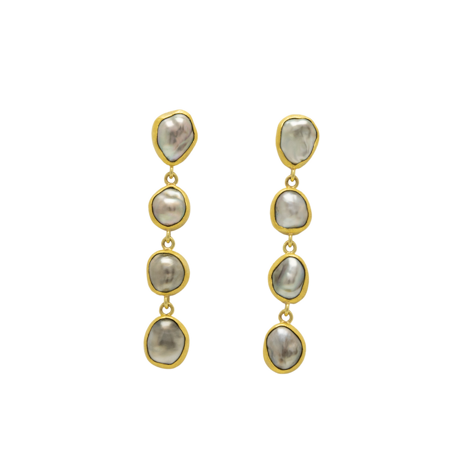 Keshi Pearl Chain Dangle Earrings