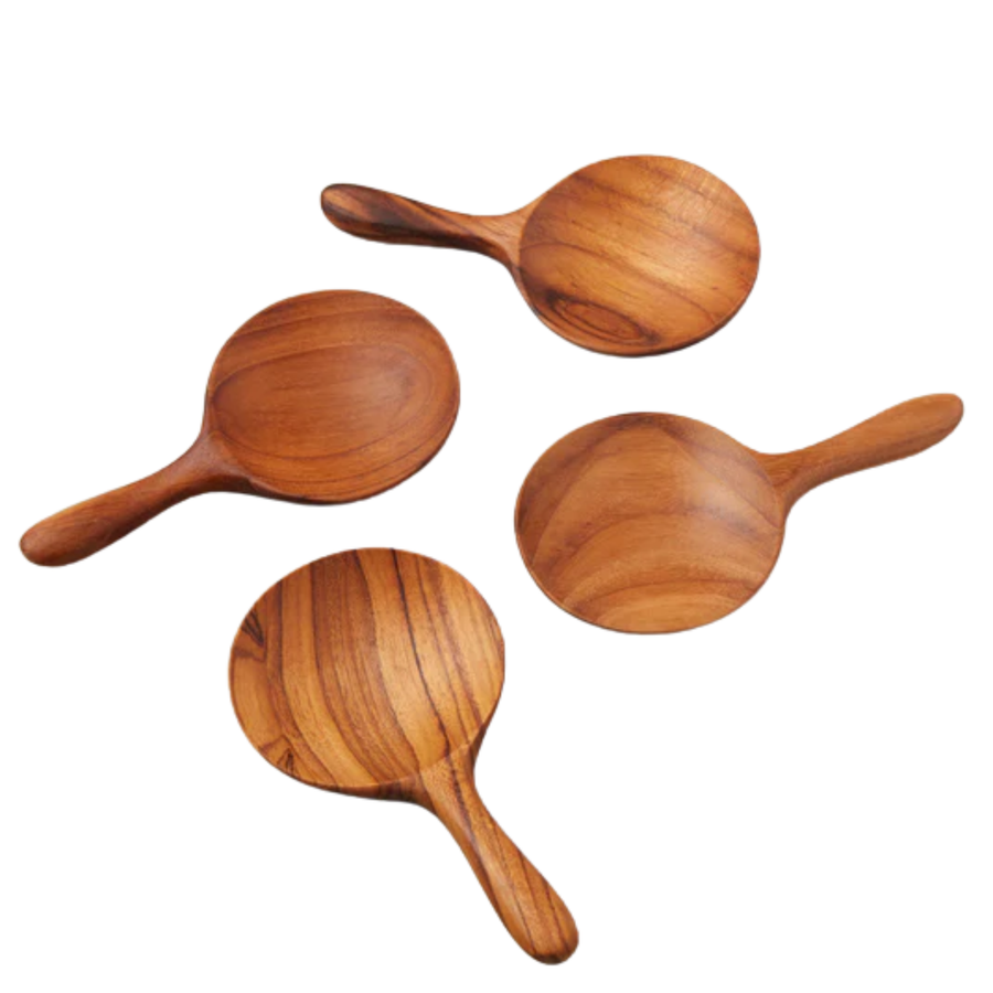 Teak round spoon