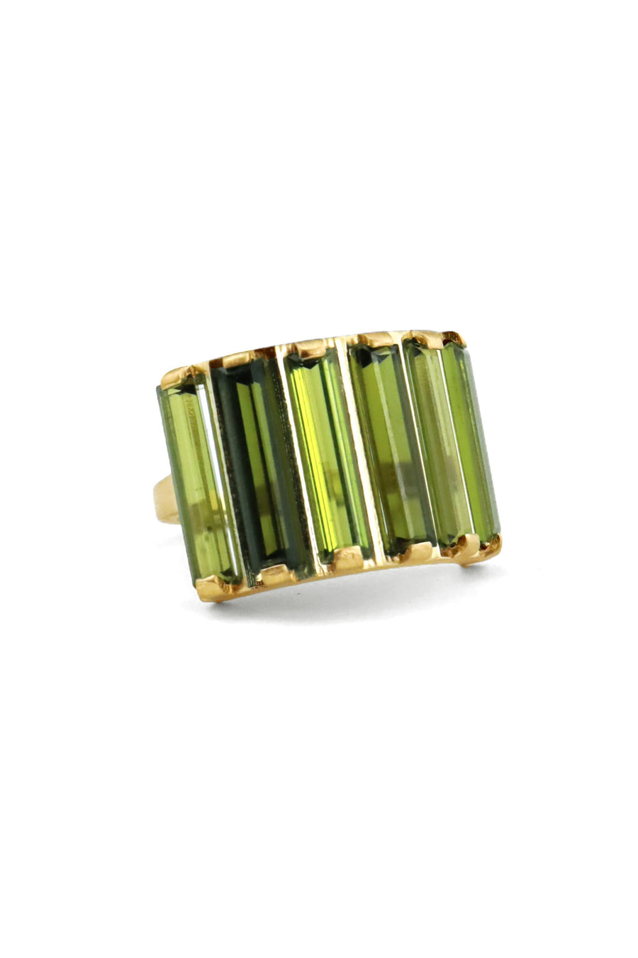 6–Stone Green Tourmaline Pillar Ring