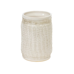 White Ceramic Cylinder - Silver Wire Skin