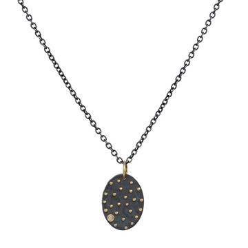 Oxidized silver diamond pendant necklace